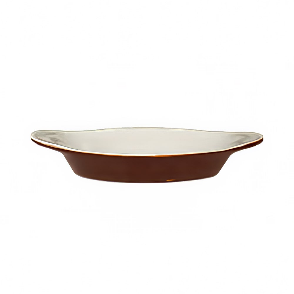 129-WRO8B 8 oz. Oval, Welsh Rarebit - Stoneware, Caramel/American White