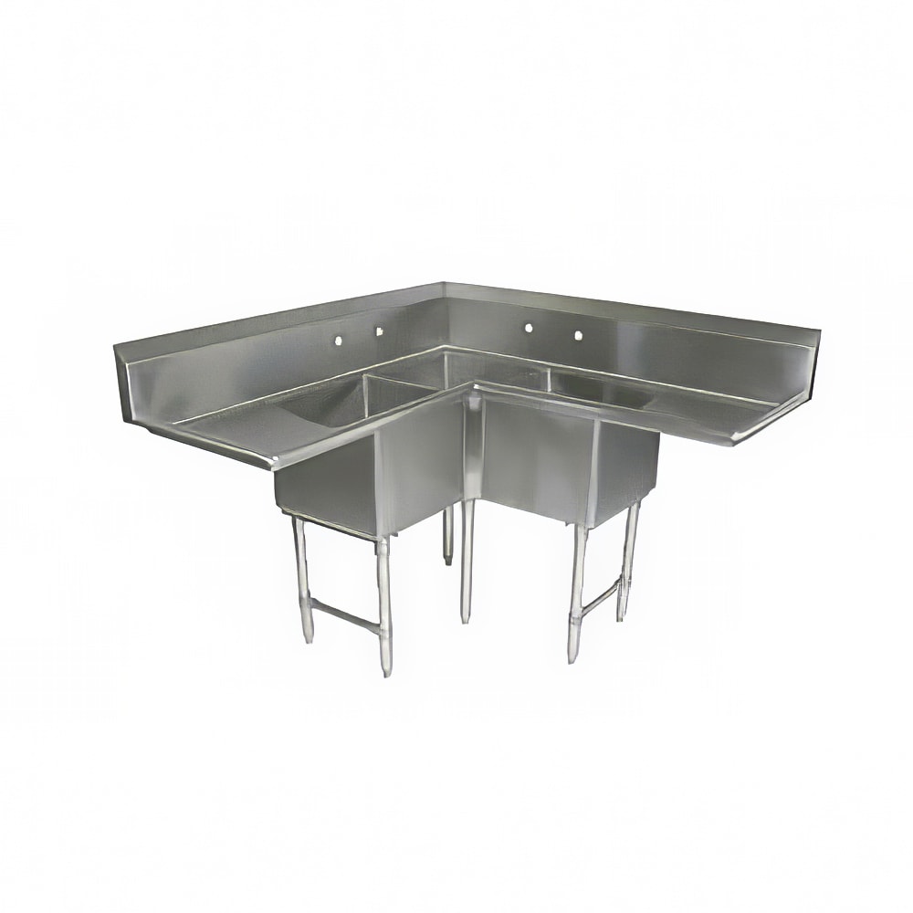 416-3BCS1842D18 59" 3 Compartment Sink w/ 18"L x 18"W Bowl, 14" Deep