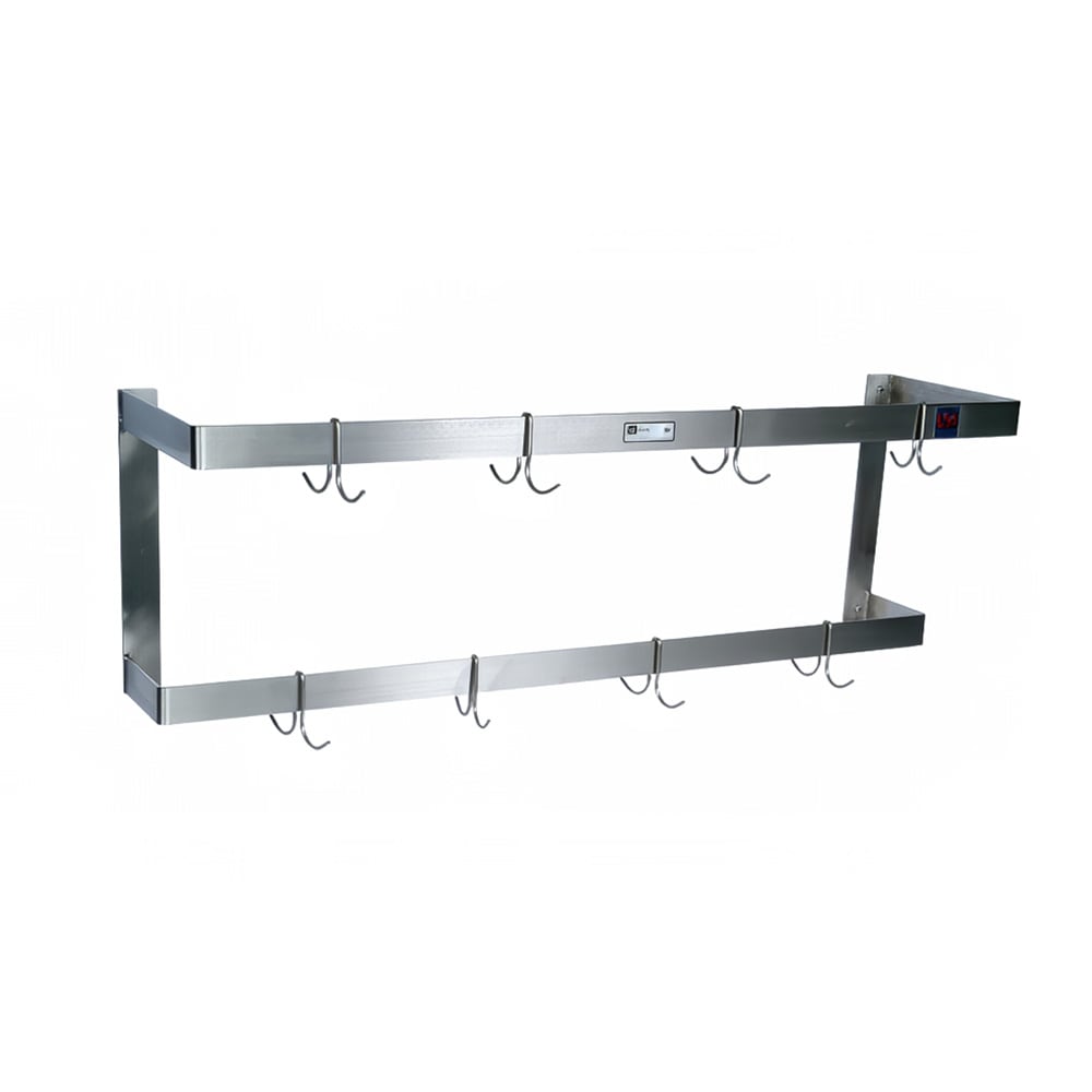 416-PRW24 96" Wall-Mount Pot Rack w/ (16) Double Hooks, Stainless Steel