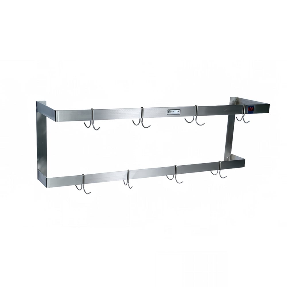 416-PRW25 120" Wall-Mount Pot Rack w/ (20) Double Hooks, Stainless Steel