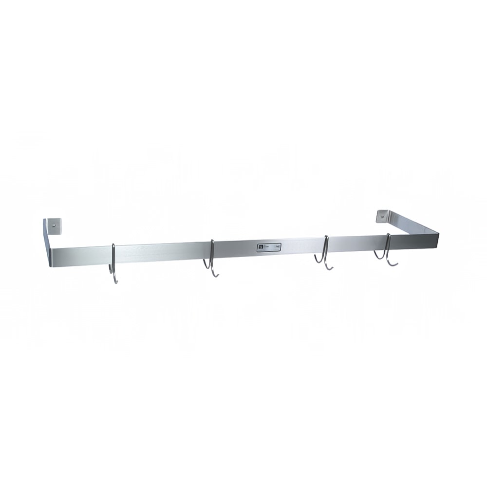 416-PRW11 48" Wall-Mount Pot Rack w/ (4) Double Hooks, Stainless Steel