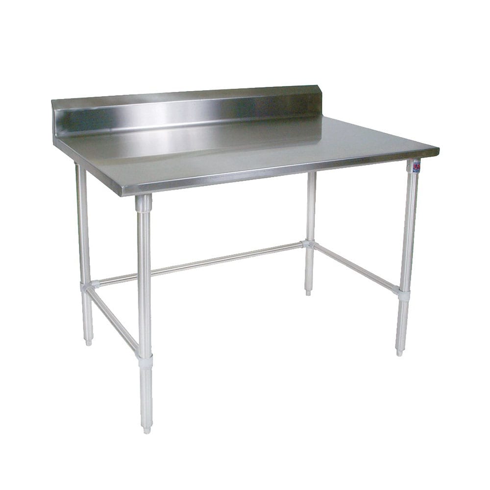 416-ST4R52496GBK 96" 14 ga Work Table w/ Open Base & 300 Series Stainless Top, 5" B...