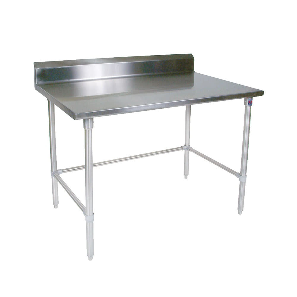 416-ST4R52484SBK 84" 14 ga Work Table w/ Open Base & 300 Series Stainless Top, 5" B...