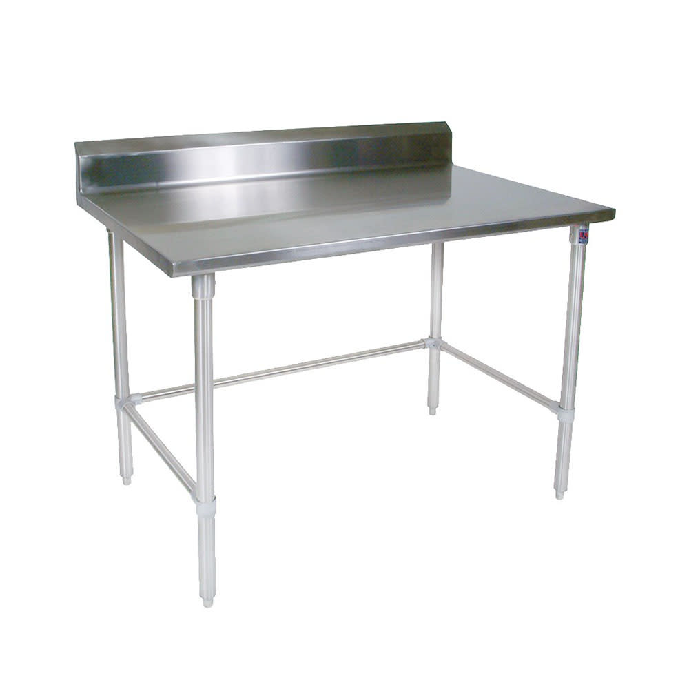 416-ST4R52484GBK 84" 14 ga Work Table w/ Open Base & 300 Series Stainless Top, 5" B...