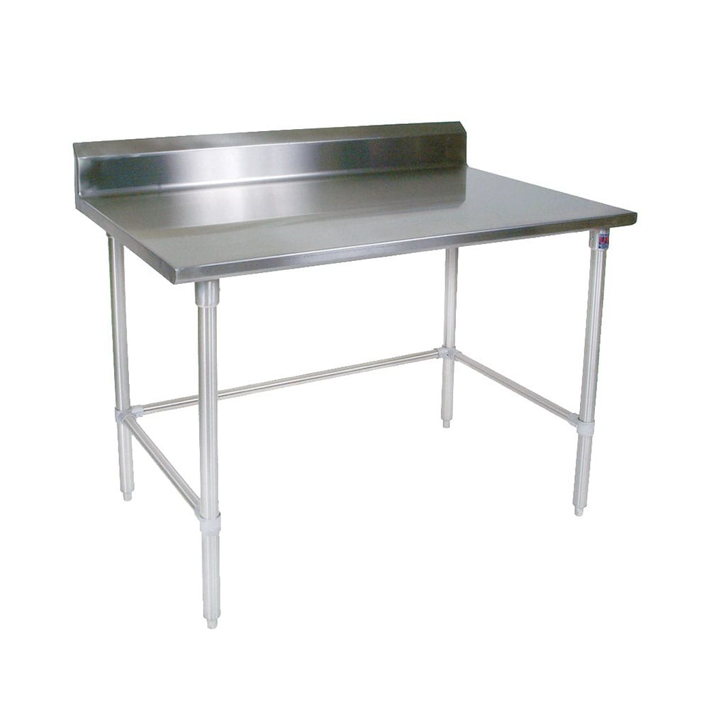 416-ST4R53096GBK 96" 14 ga Work Table w/ Open Base & 300 Series Stainless Top, 5" B...