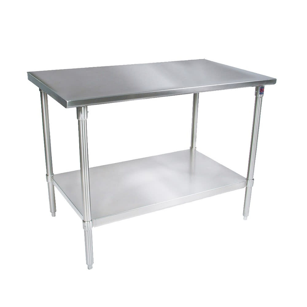 416-ST424120GSK 120" 14 ga Work Table w/ Undershelf & 300 Series Stainless Flat Top