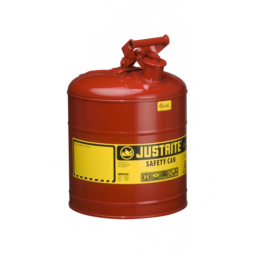 332-7150100 5 gal Type I Safety Can for Flammables w/ Single Spout - Self Closing Lid, Steel, Red