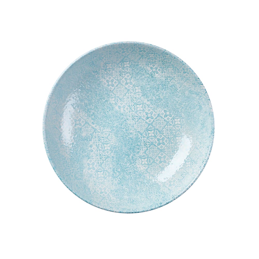893-MTAQEVB91 40 oz Round Vintage Prints Med Tiles Coupe Bowl - Ceramic, Aquamarine