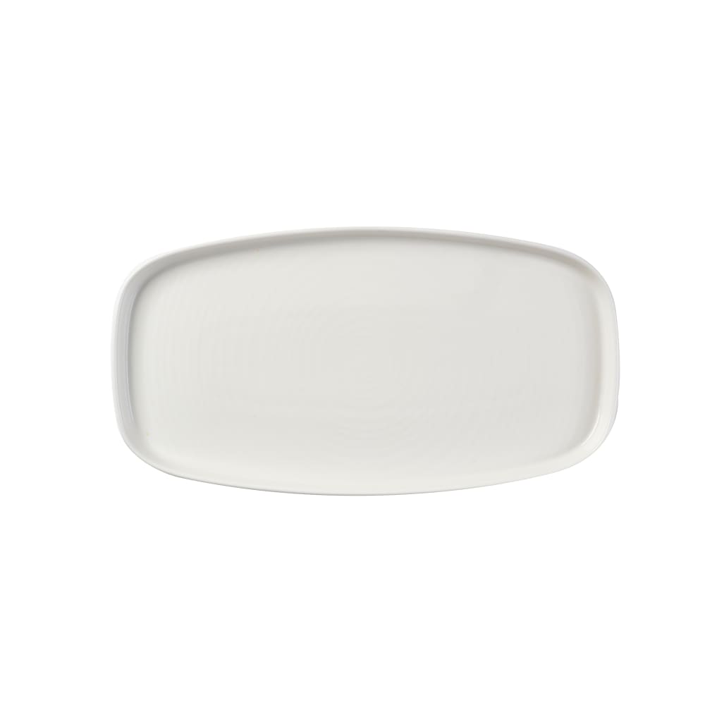 893-WHWO341 13 3/4" x 7 1/4" Oblong Chefs' Plate Walled Plate - Ceramic, White
