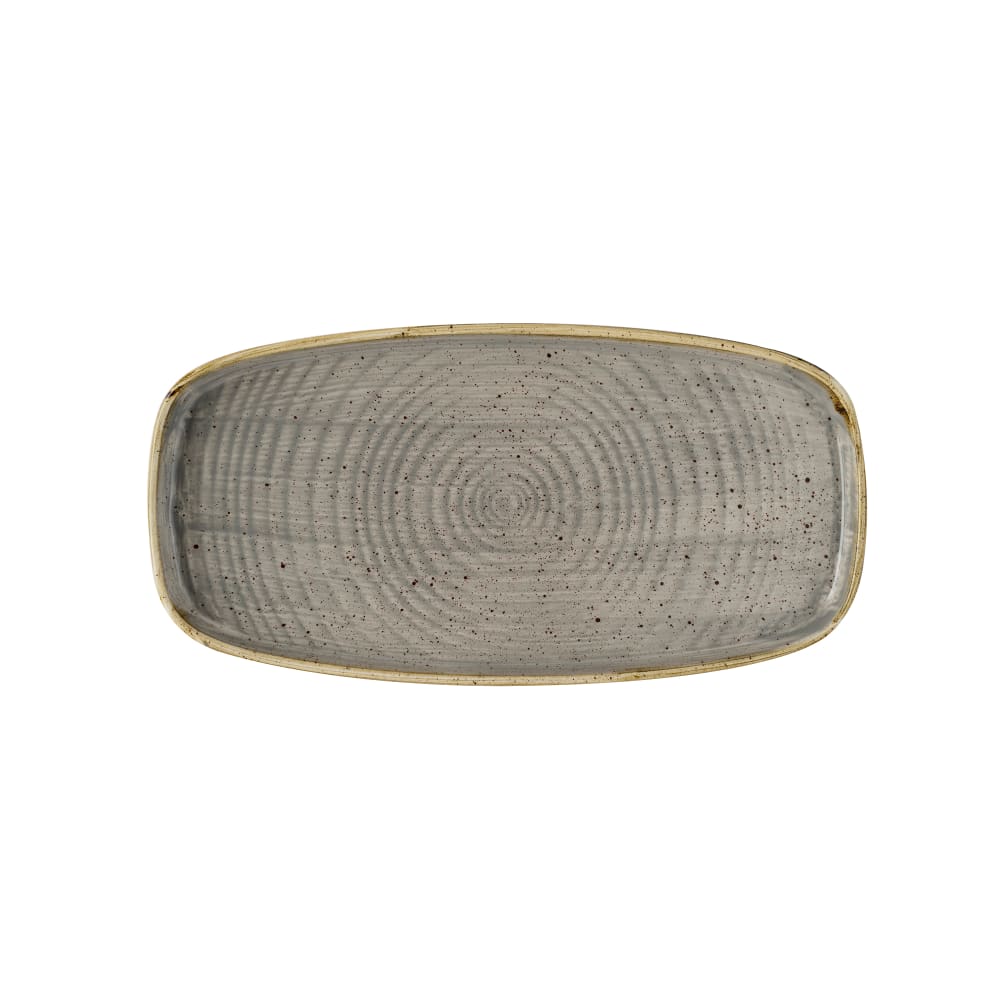 893-SPGSWO291 11 3/4" x 6" Oblong Stonecast® Walled Plate - Ceramic Peppercorn Gray