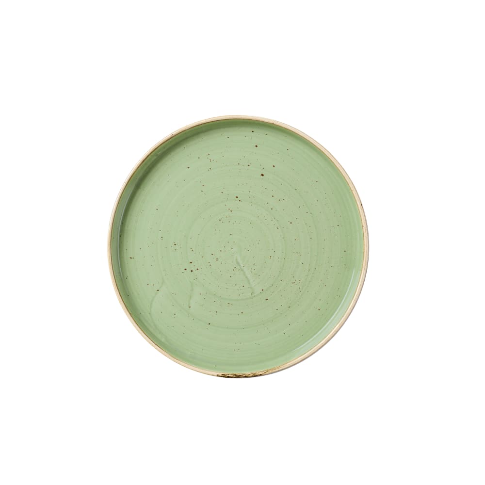 893-SSASWP211 8 11/16" Round Stonecast® Rolled Edge Walled Plate - Ceramic, Sage Green