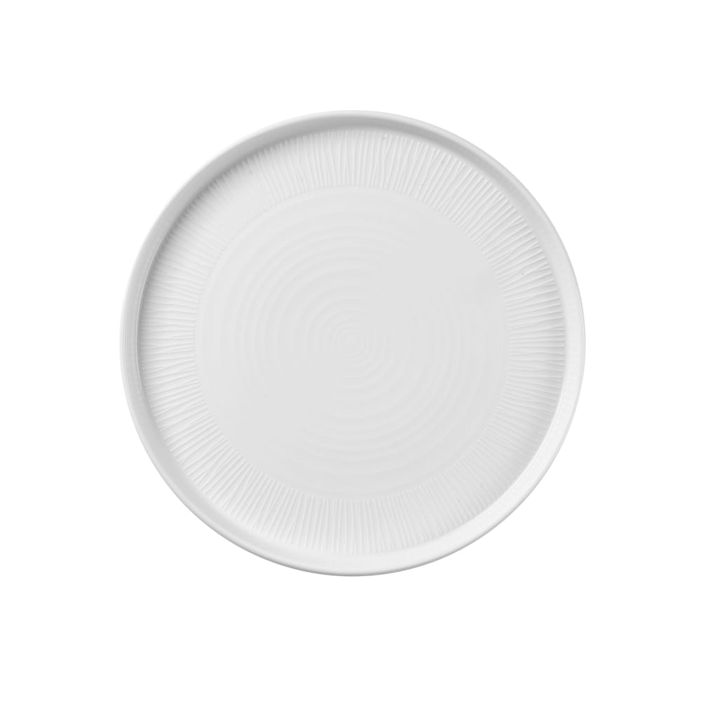 893-WHBALW261 10 1/4" Round Bamboo Walled Plate - Ceramic, White