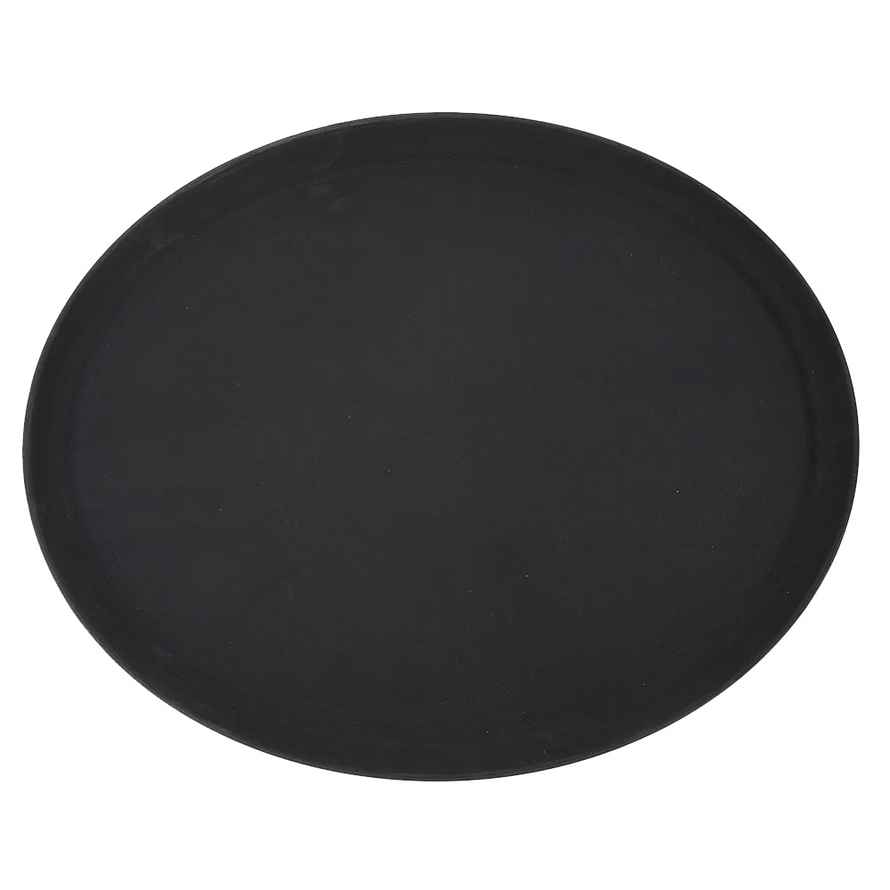 080-TRH2722K Oval Serving Tray - 27" x 22", Plastic w/ Rubber Lining, Black