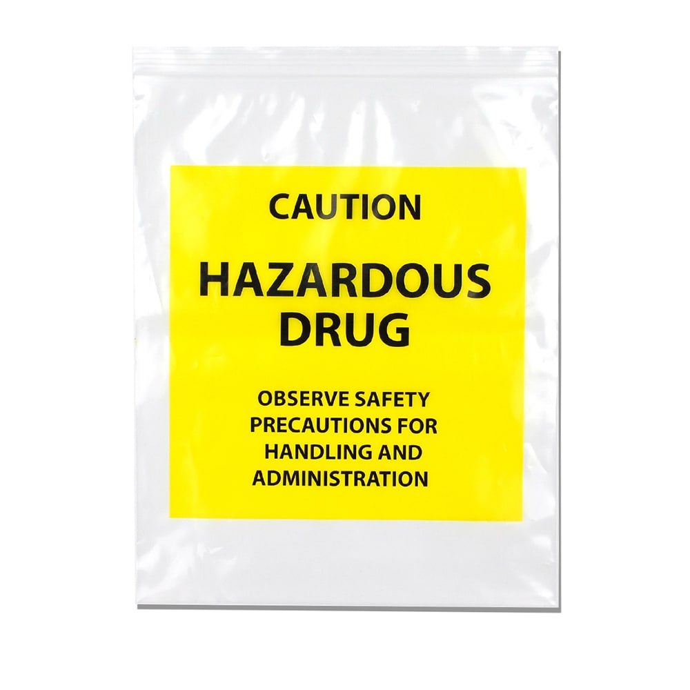 909-F40609HDB Hazardous Drug Bags w/ Seal Top Closure - 6" x 9", LDPE, Clear w/ Print