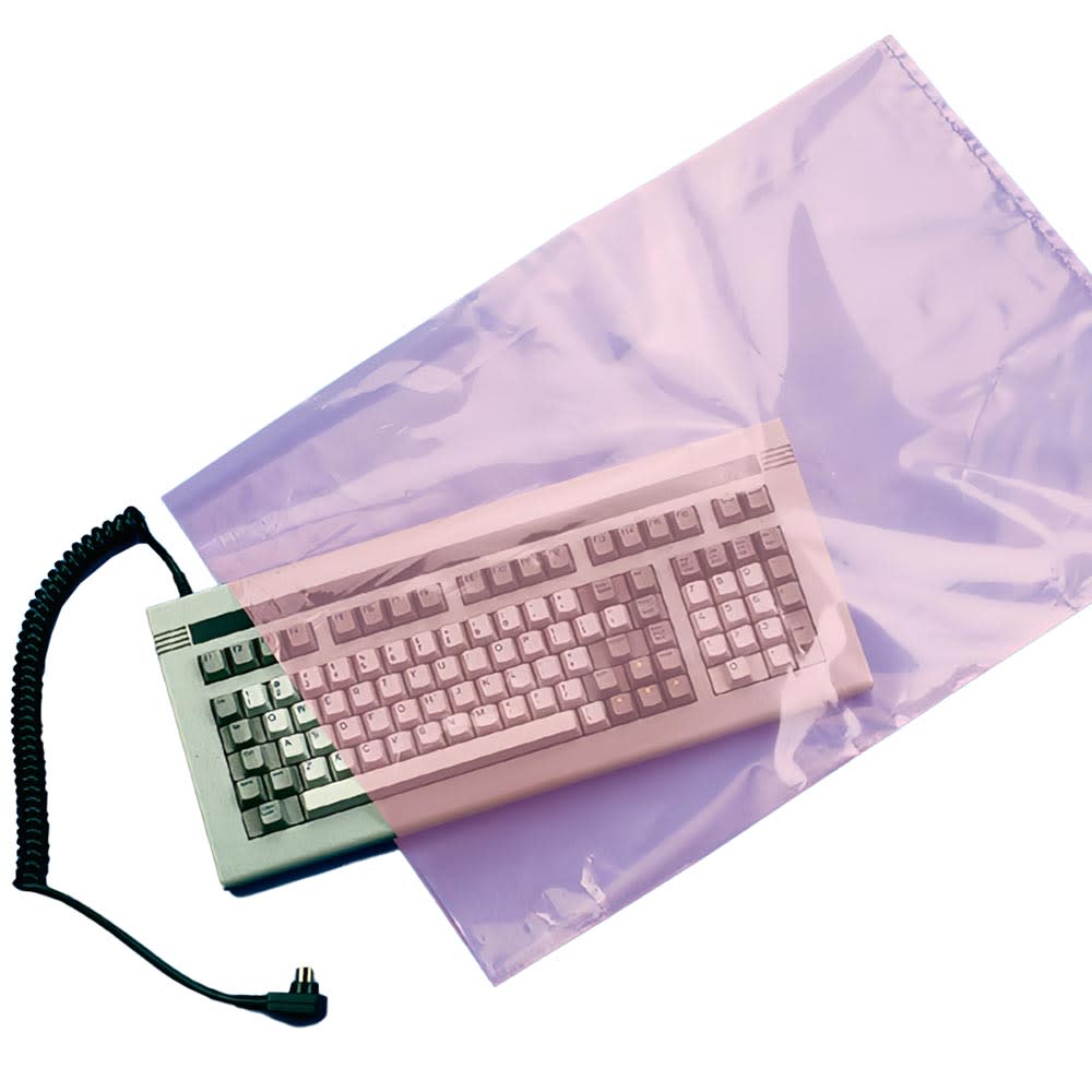 909-FAS60912 Open Ended Anti Static Bag - 12"L x 9"W, 6 mil LDPE, Pink
