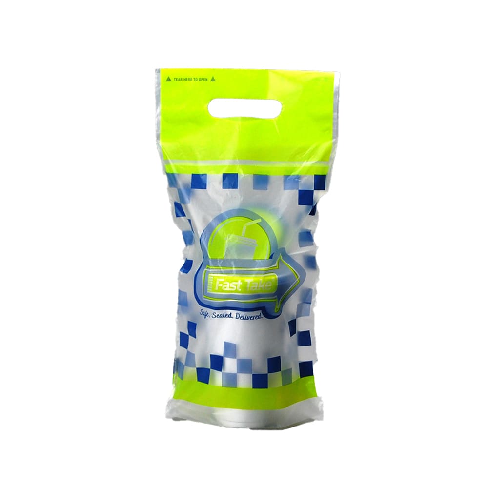909-FT71425P Fast Take® Tamper-Evident Beverage Carrier w/ (1) Drink Capacity - 7" x 14&quot...