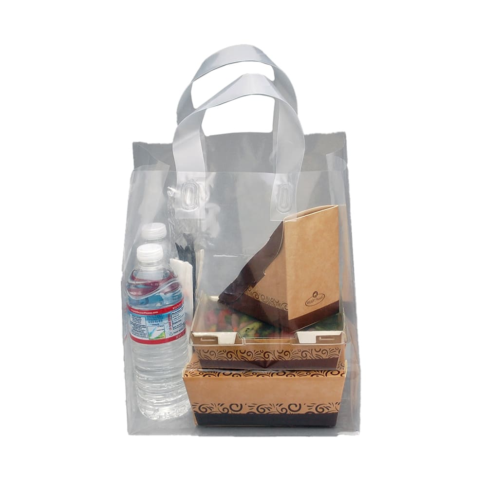 909-TO96116 Fast Take® Poly Take Out Bag w/ Handles - 9 3/4" x 6 1/4" x 11 1/2", C...