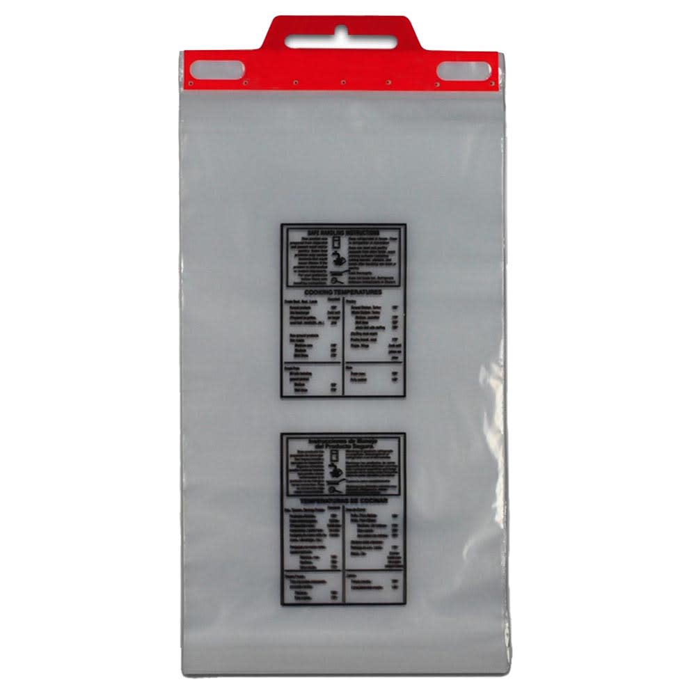 909-SFH1218 Printed "Safe Handling" Meat Bag w/ Plastic Header - 18" x 12" x...