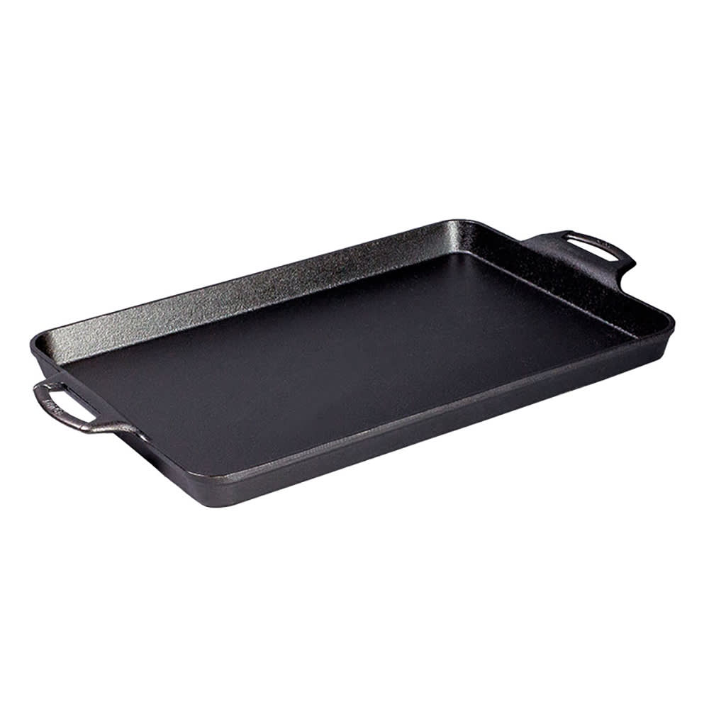 261-BW15BPA1 Rectangular Cast Iron Baking Pan w/ Silicone Grip Handles - 15 1/2" x 10 1/2&qu...