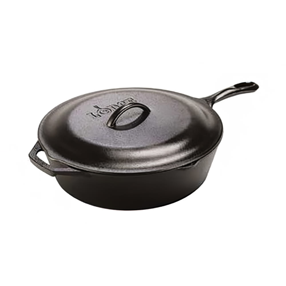 261-L10CF3 5 qt Deep Cast Iron Seasoned Skillet w/ Cover