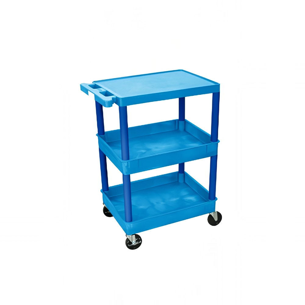 304-BUSTC211BU 3-Level Polymer Utility Cart w/ 300-lb Capacity, Raised Ledges