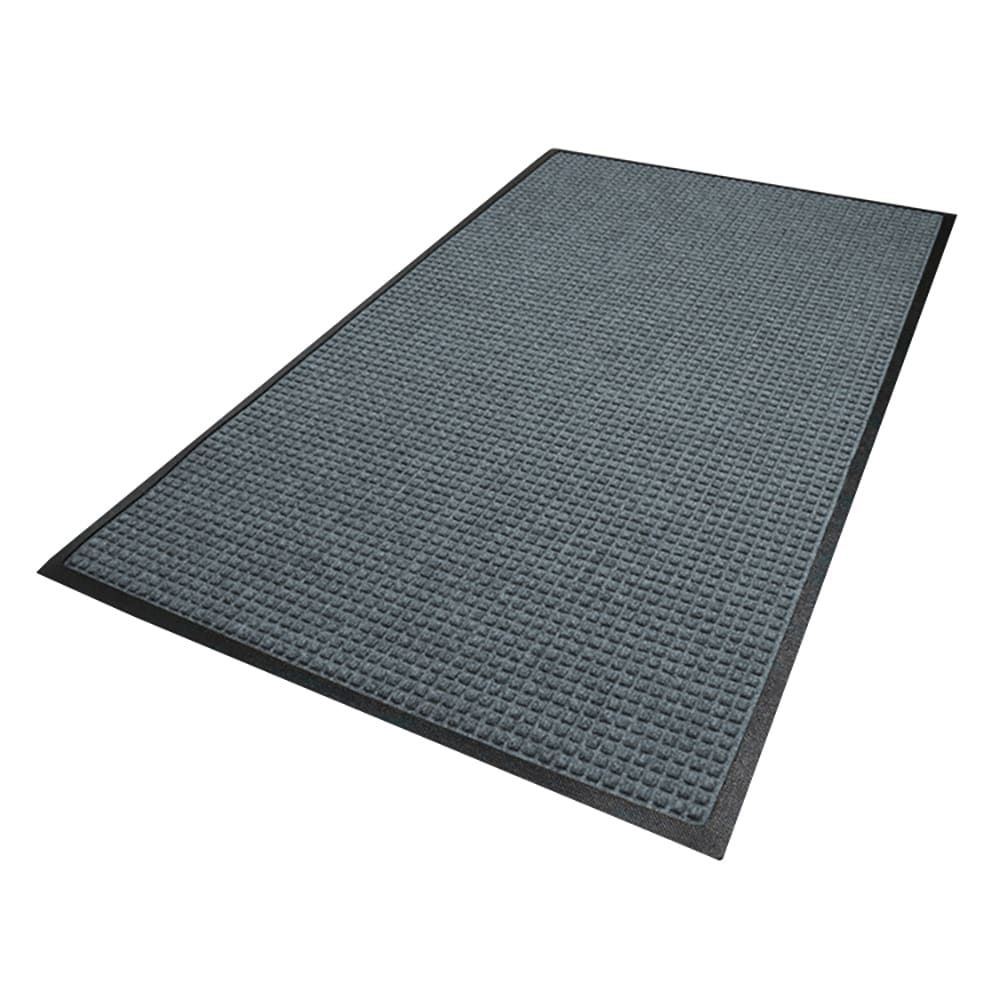 180-280410158 Waterhog Squares Fashion Entrance Mat w/ Smooth Backing, 4' x 10', Bluest...