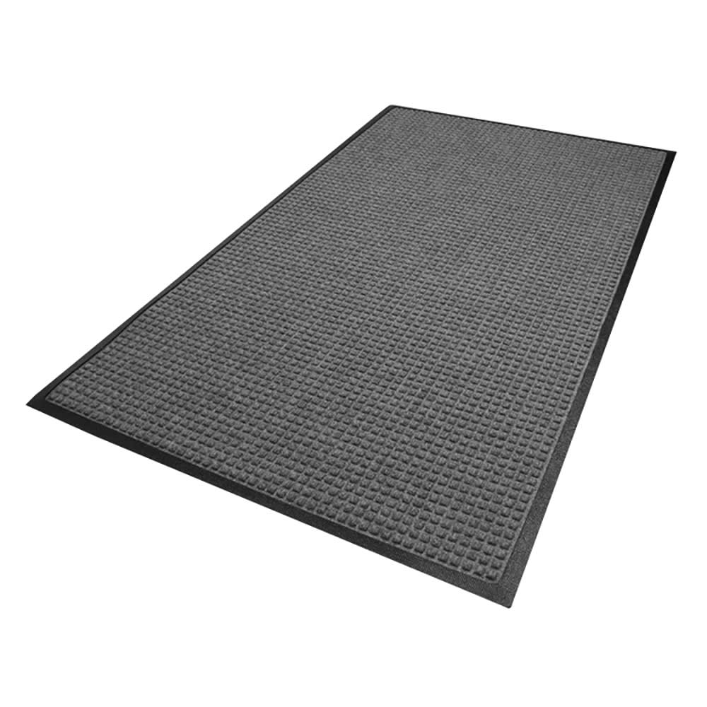 180-280410154 Waterhog Squares Fashion Entrance Mat w/ Smooth Backing, 4' x 10', Charco...