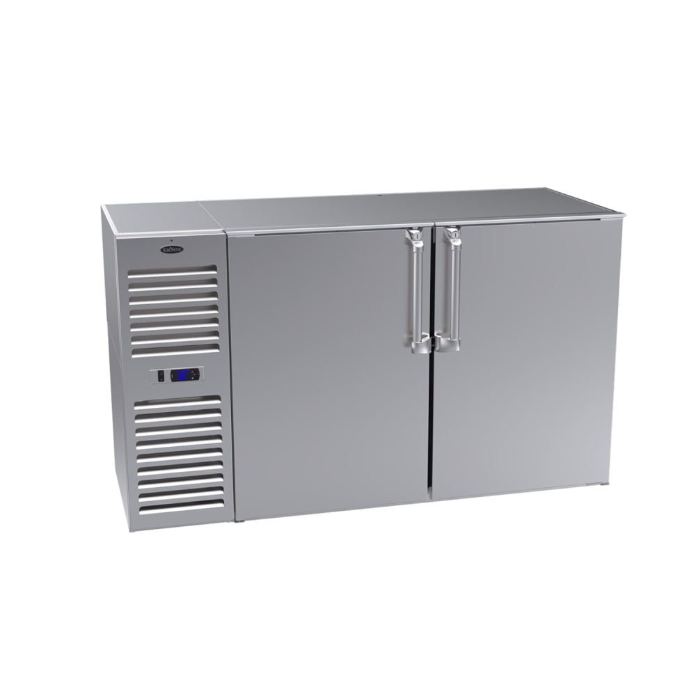 381-BS60LSNS 60" Bar Refrigerator - 2 Swinging Solid Doors, Stainless, 115v