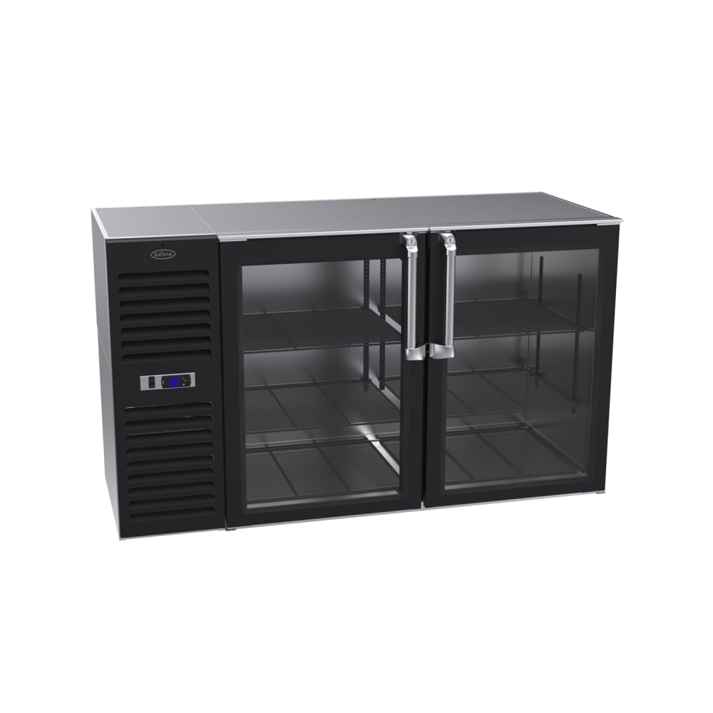 381-BS60LGNS 60" Bar Refrigerator - 2 Swinging Glass Doors, Black, 115v