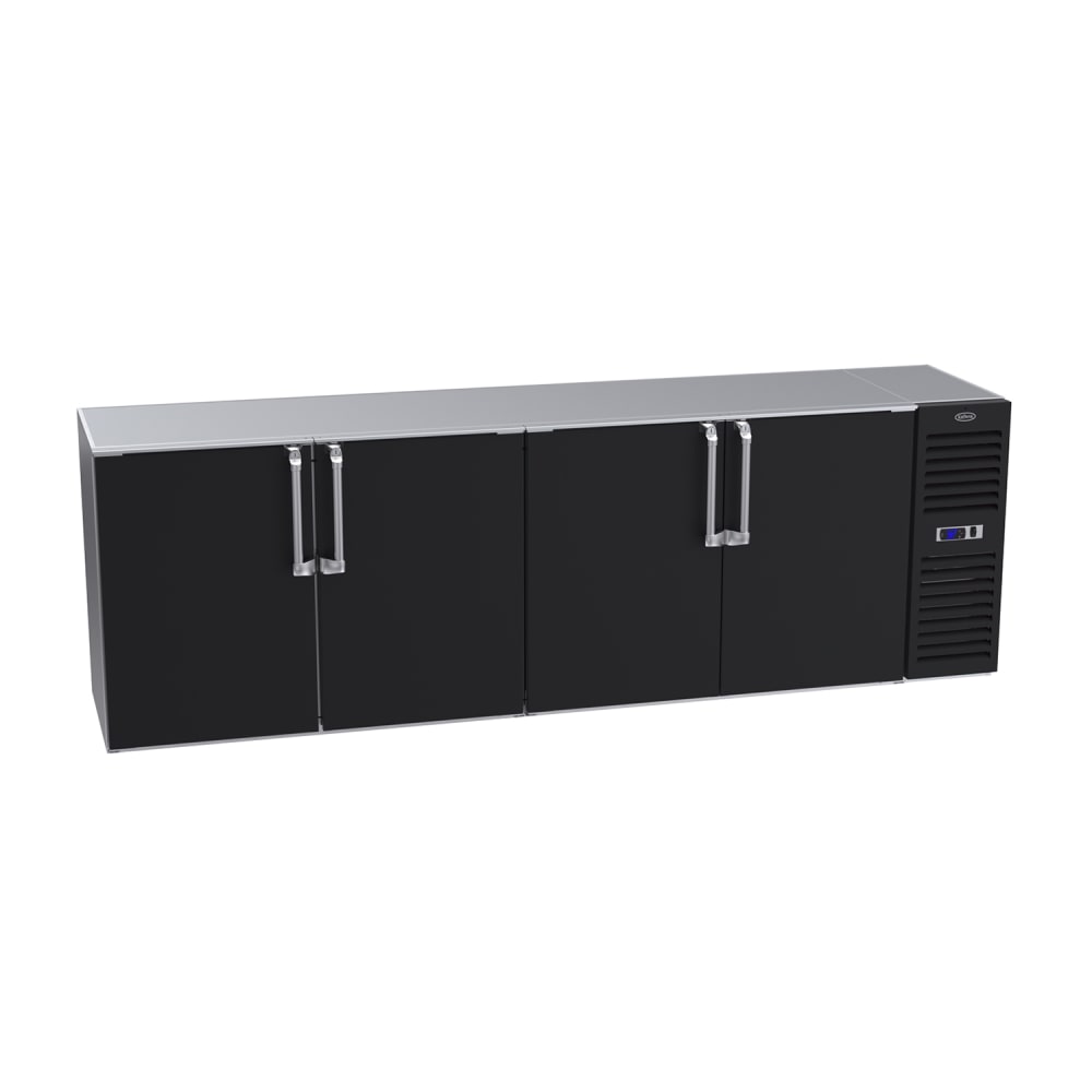381-BS108RBNS 108" Bar Refrigerator - 4 Swinging Solid Doors, Black, 115v