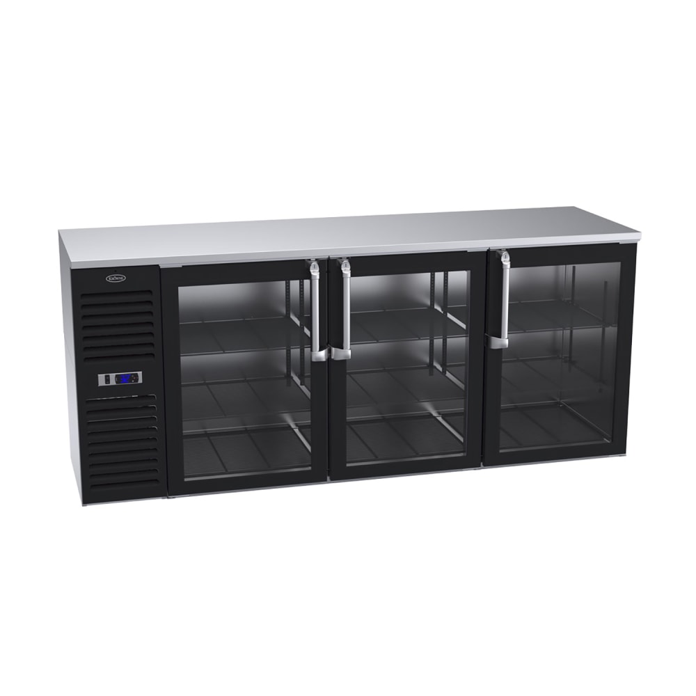 381-BS84LGSS 84" Bar Refrigerator - 3 Swinging Solid Doors, Black, 115v