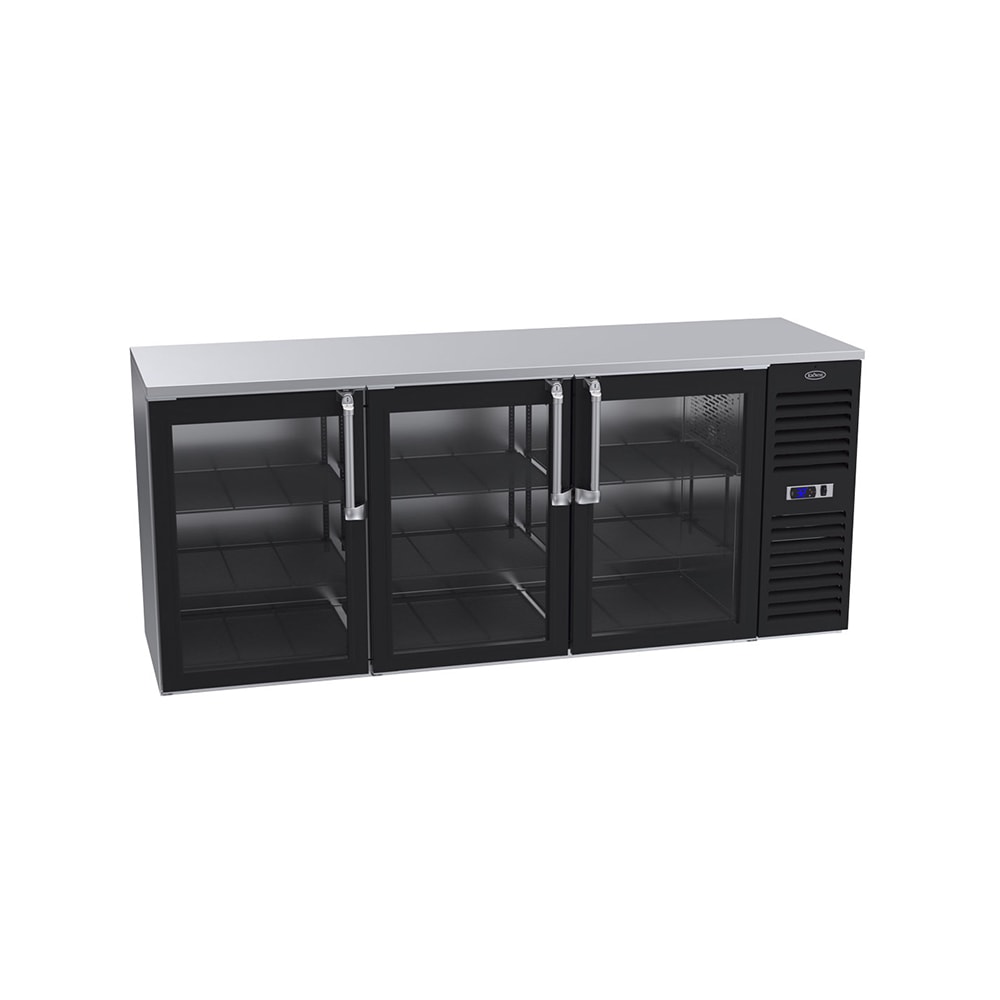 381-BS84RGSS 84" Bar Refrigerator - 3 Swinging Glass Doors, Black, 115v