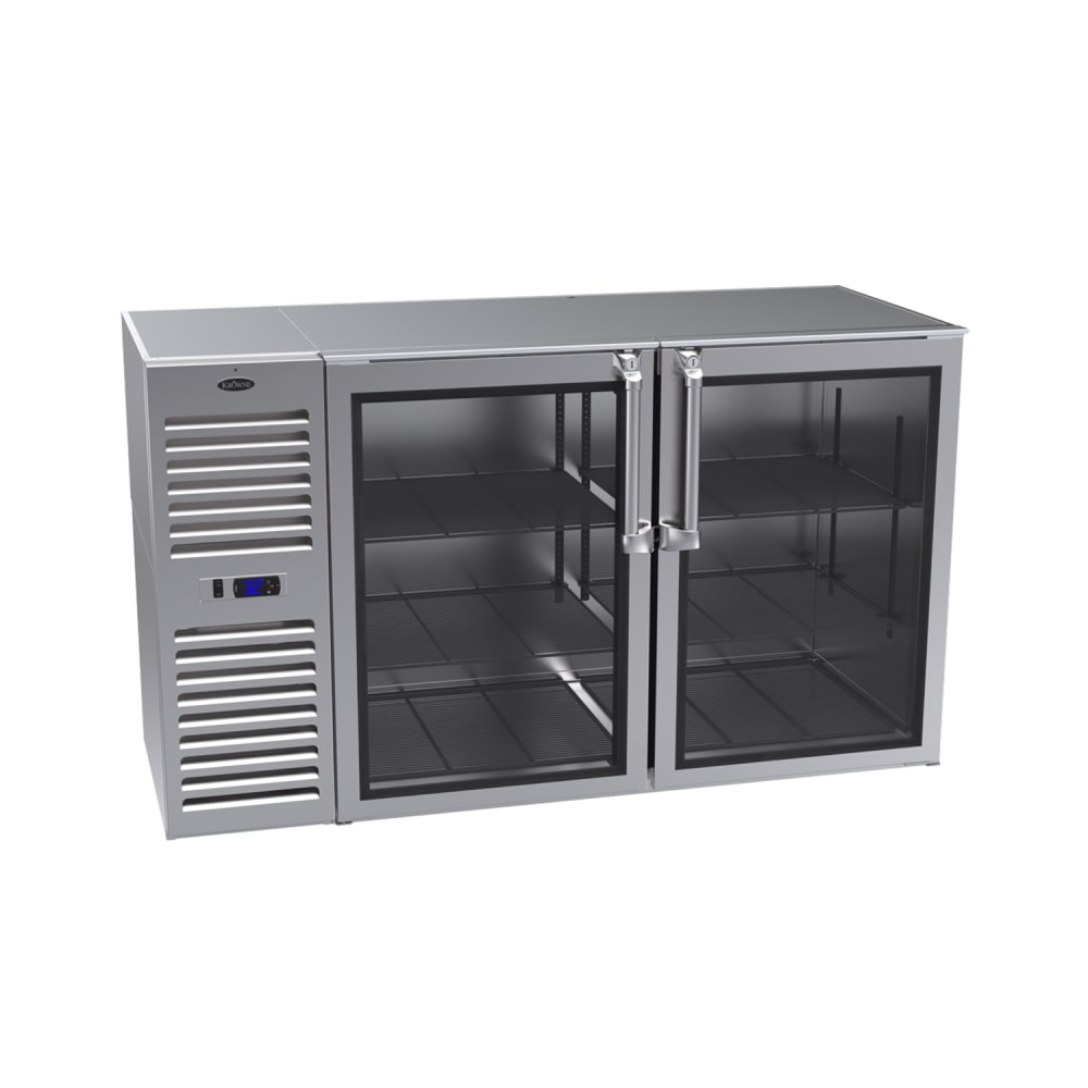 381-BS60LKNS 60" Bar Refrigerator - 2 Swinging Glass Doors, Stainless, 115v