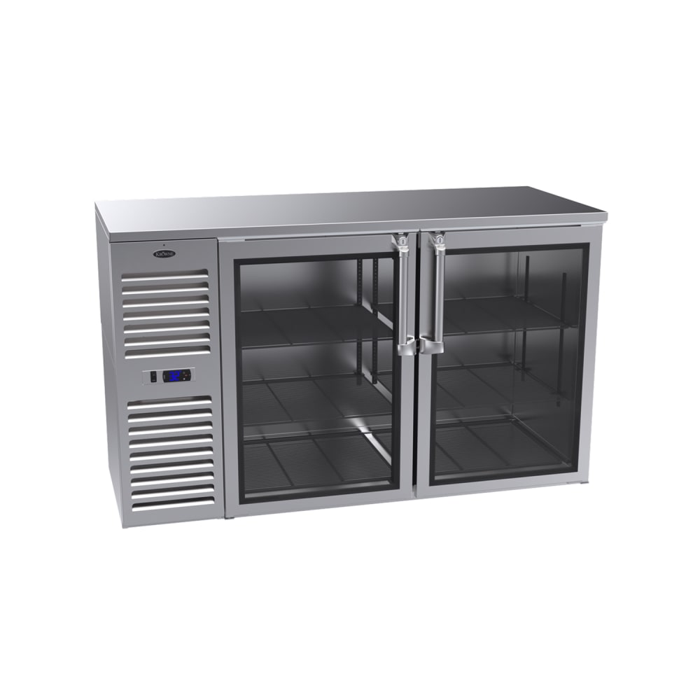 381-BS60LKSS 60" Bar Refrigerator - 2 Swinging Glass Doors, Stainless, 115v
