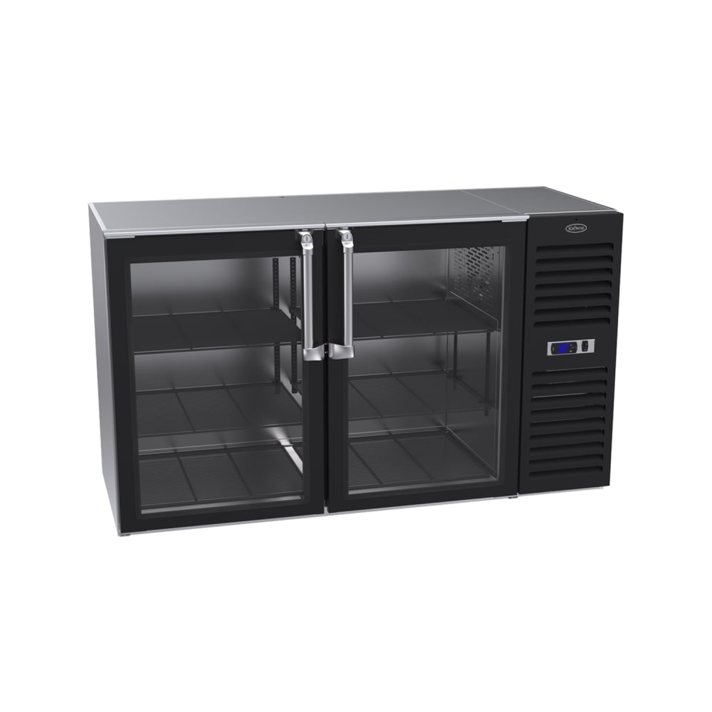 381-BS60RGNS 60" Bar Refrigerator - 2 Swinging Glass Doors, Black, 115v