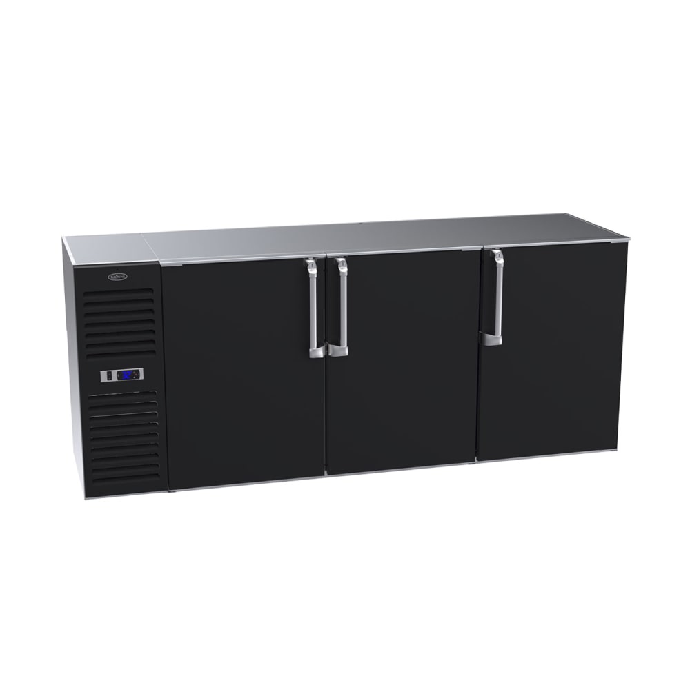 381-BS84LBNS 84" Bar Refrigerator - 3 Swinging Solid Doors, Black, 115v