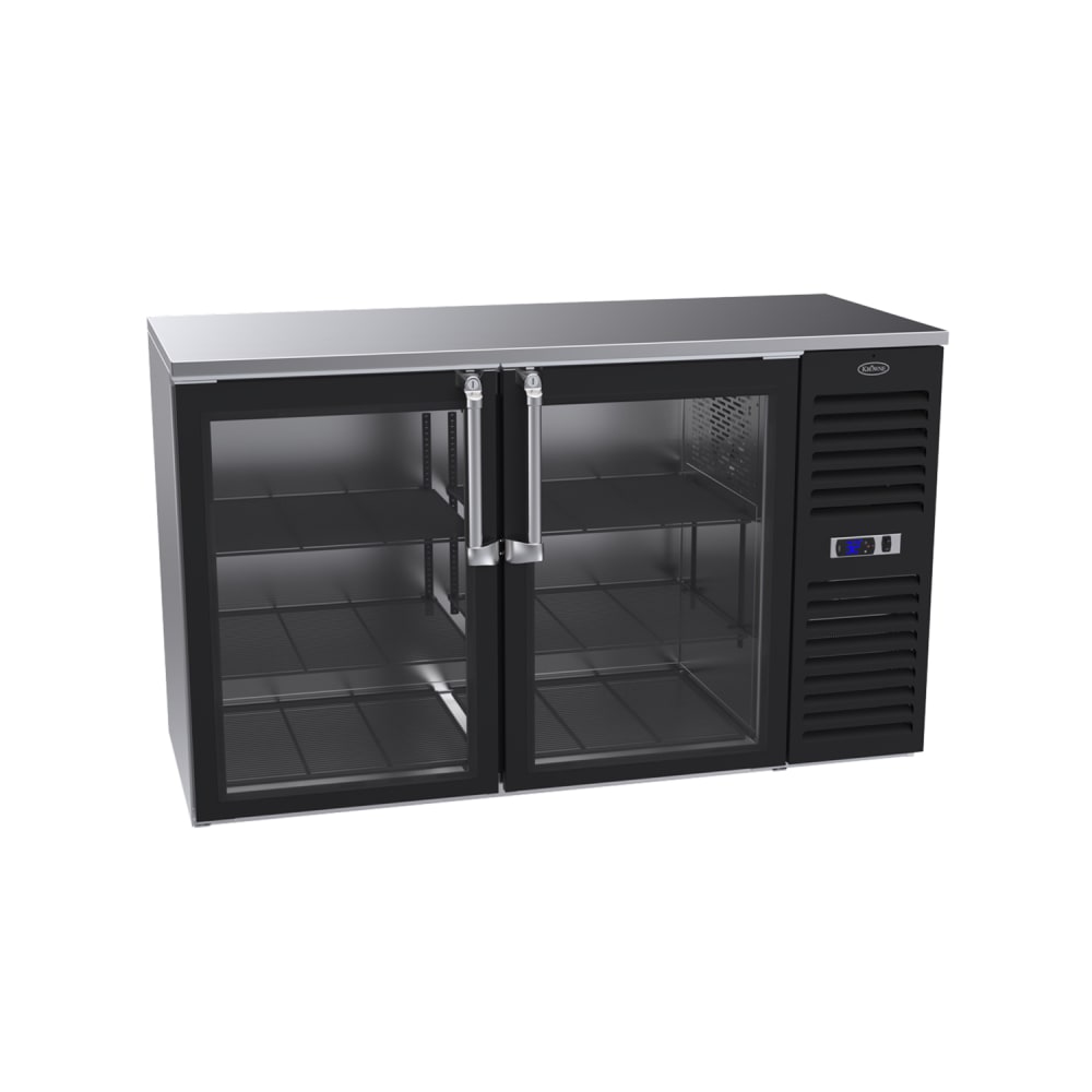 381-BS60RGSS 60" Bar Refrigerator - 2 Swinging Glass Doors, Black, 115v