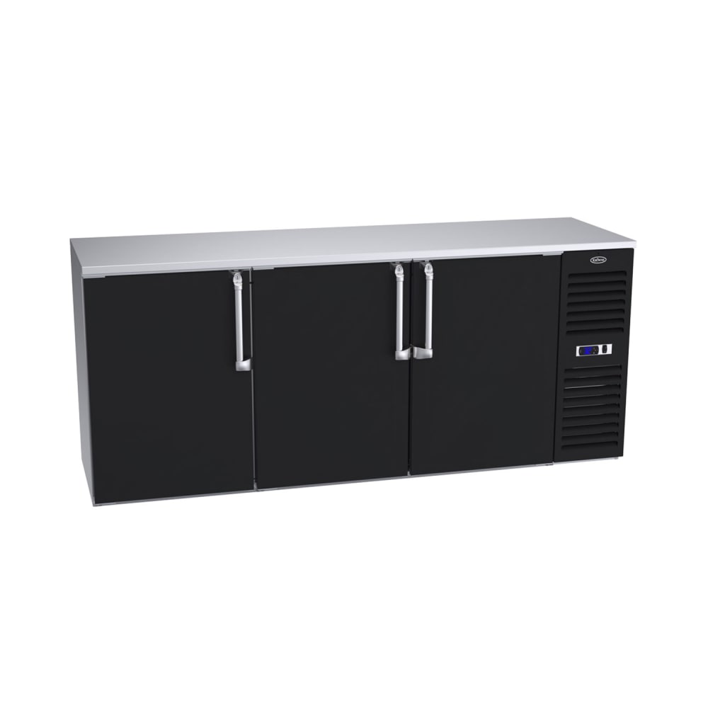 381-BS84RBSS 84" Bar Refrigerator - 3 Swinging Solid Doors, Black, 115v