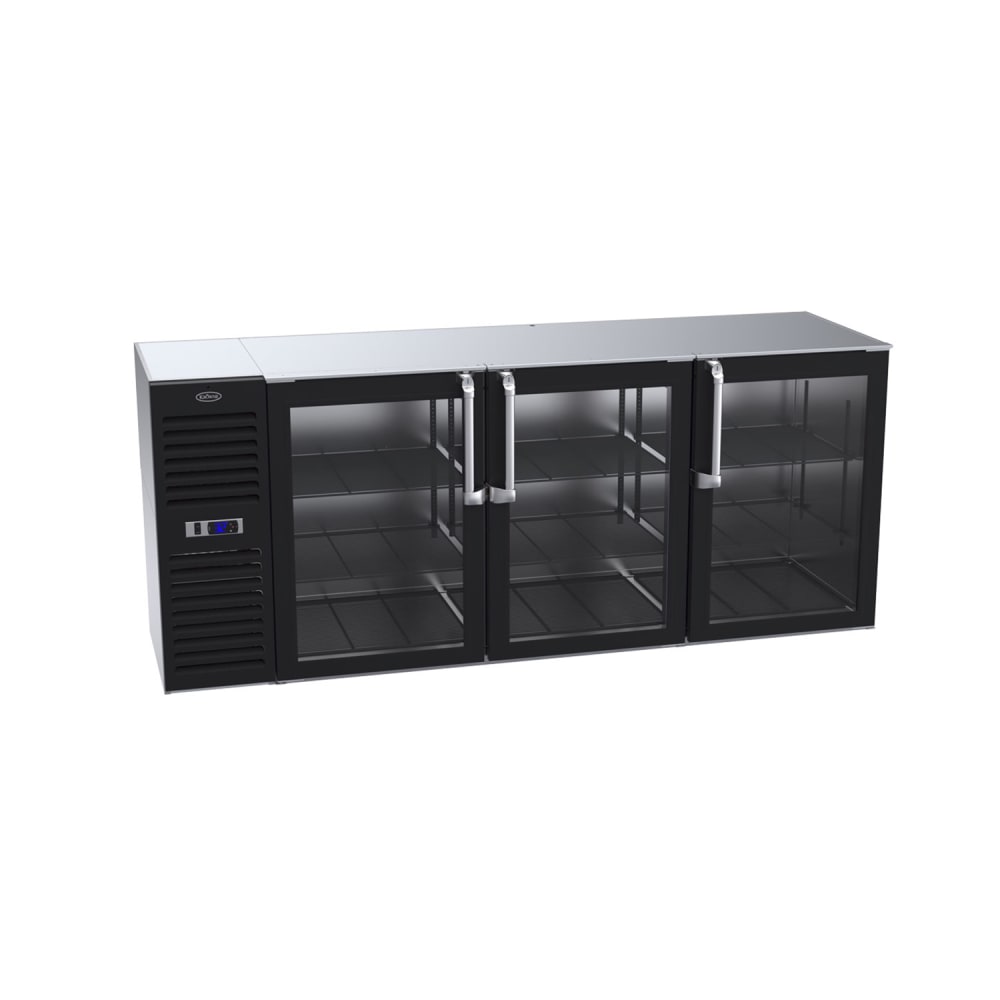 381-BS84LGNS 84" Bar Refrigerator - 3 Swinging Solid Doors, Black, 115v