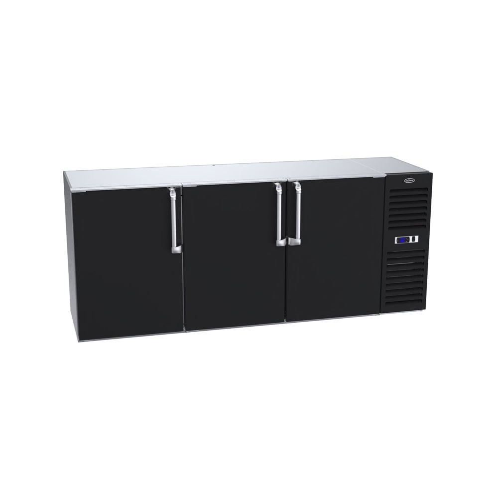 381-BS84RBNS 84" Bar Refrigerator - 3 Swinging Solid Doors, Black, 115v