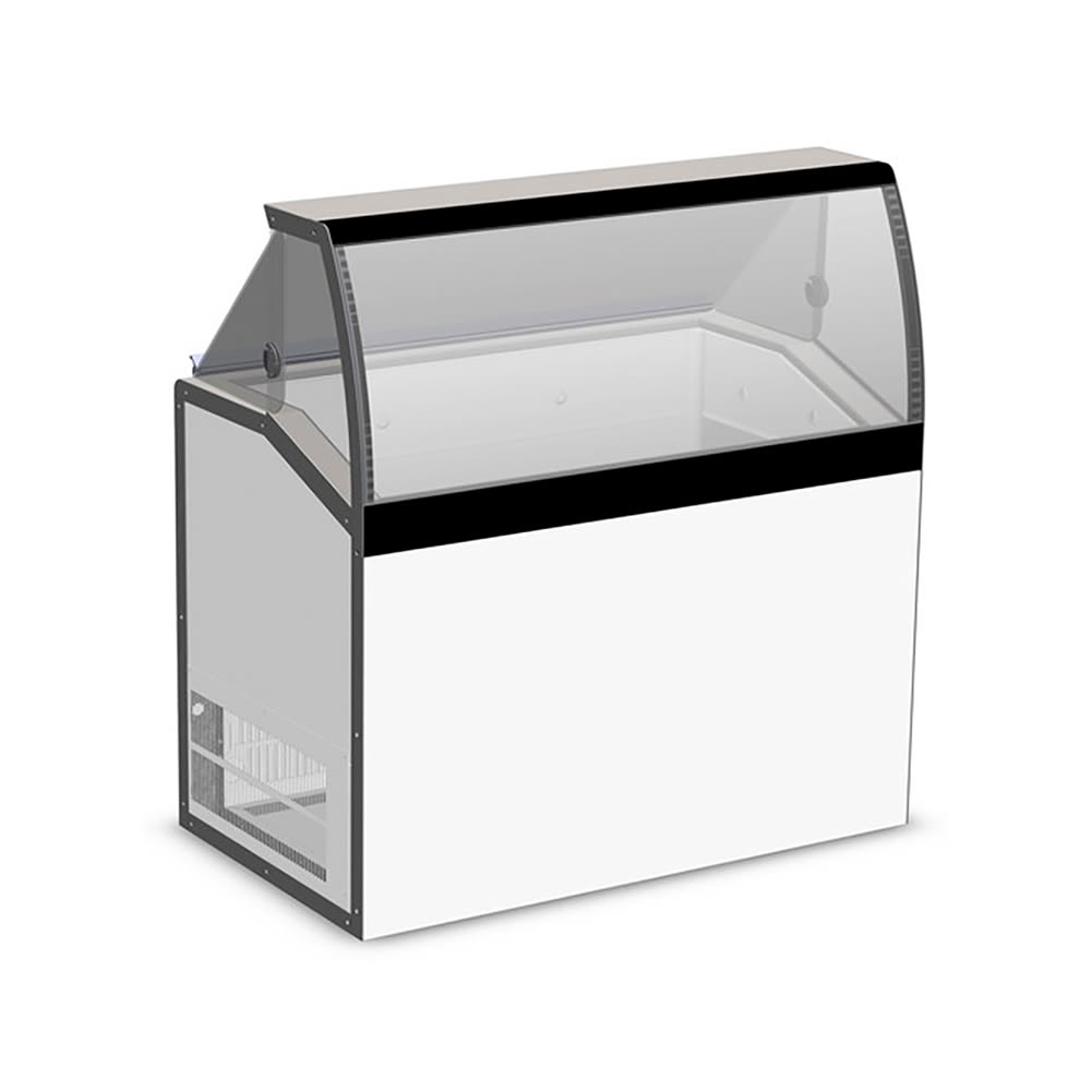 050-DD46LCGWH 48 1/4" Low Curved Glass Stand Alone Ice Cream Dipping Cabinet w/ 12 Tub Capac...