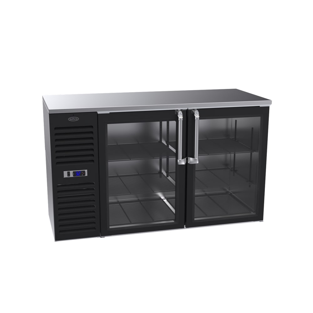 381-BS60LGSS 60" Bar Refrigerator - 2 Swinging Glass Doors, Black, 115v