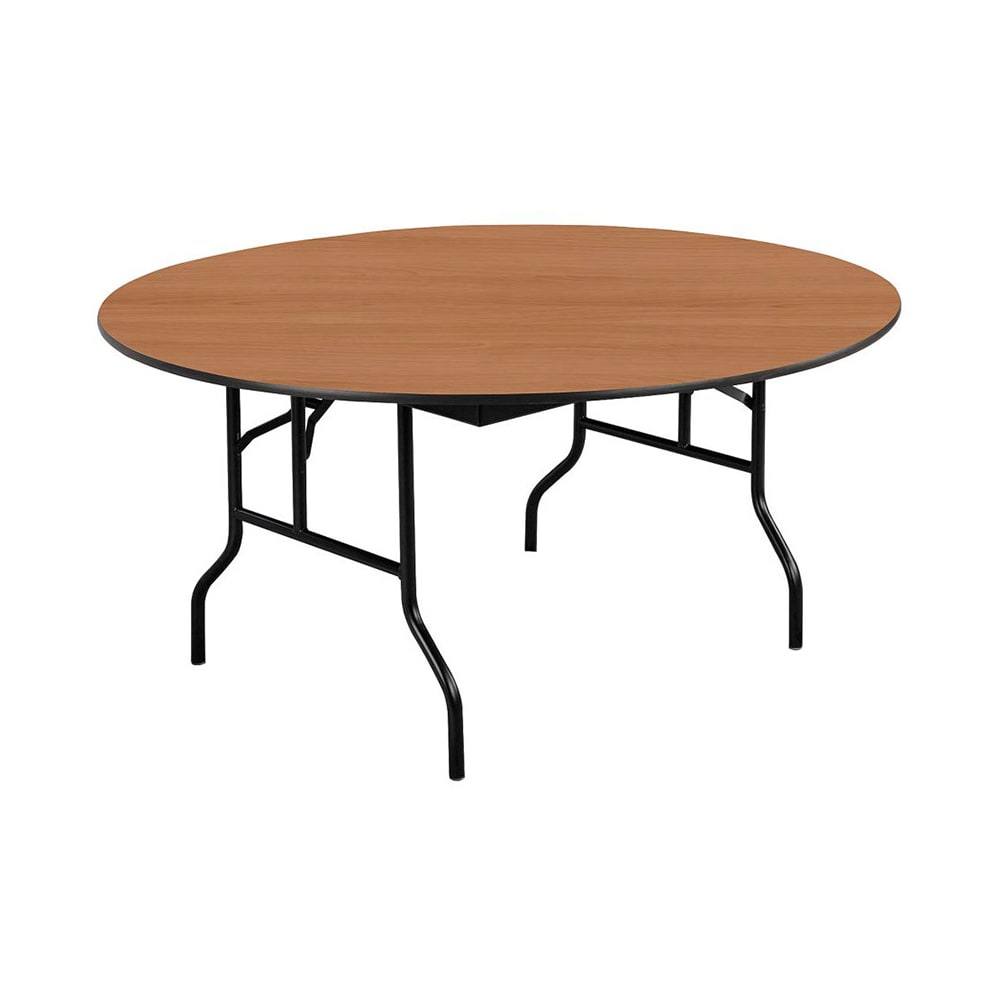 859-R72EFWB 72" EF Series Round Folding Table w/ Walnut Laminate Top, 30"H