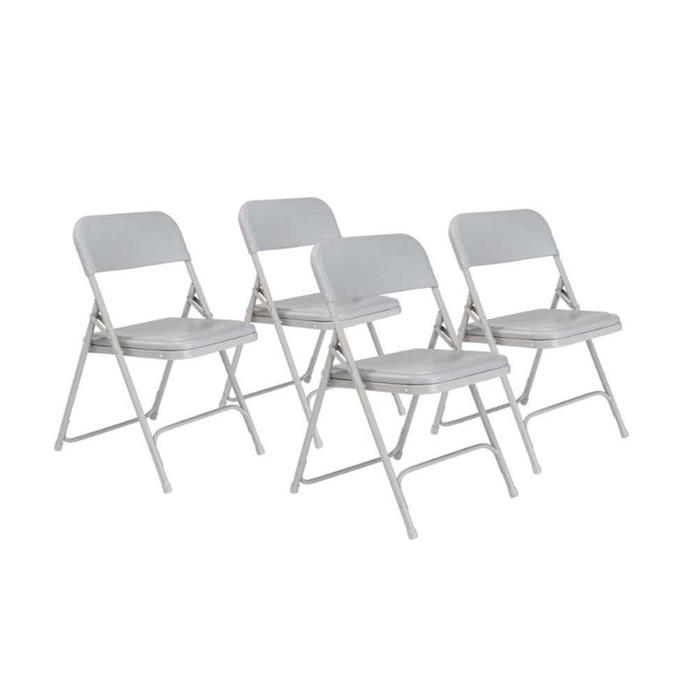 955-802 Folding Chair w/ Gray Plastic Back & Seat - Steel Frame, Gray