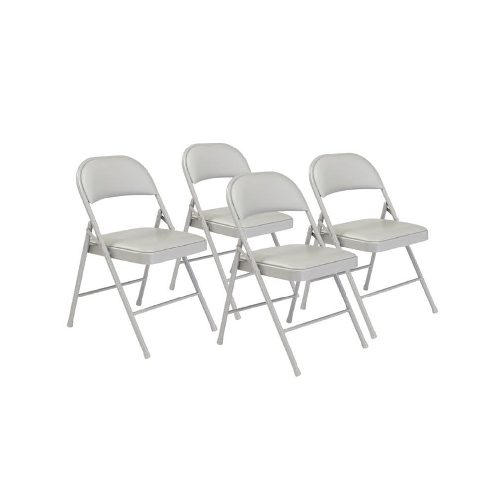 955-952 Folding Chair w/ Gray Vinyl Back & Seat - Steel Frame, Gray
