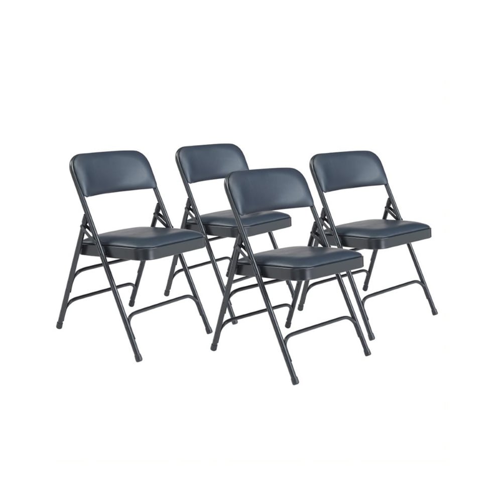 955-1304 Folding Chair w/ Dark Midnight Blue Vinyl Back & Seat - Steel Frame, Char-Blue