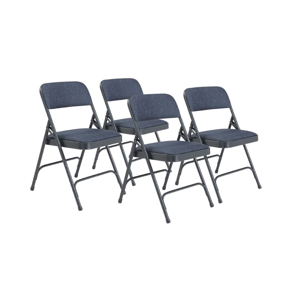 955-2204 Folding Chair w/ Imperial Blue Fabric Back & Seat - Steel Frame, Char-Blue