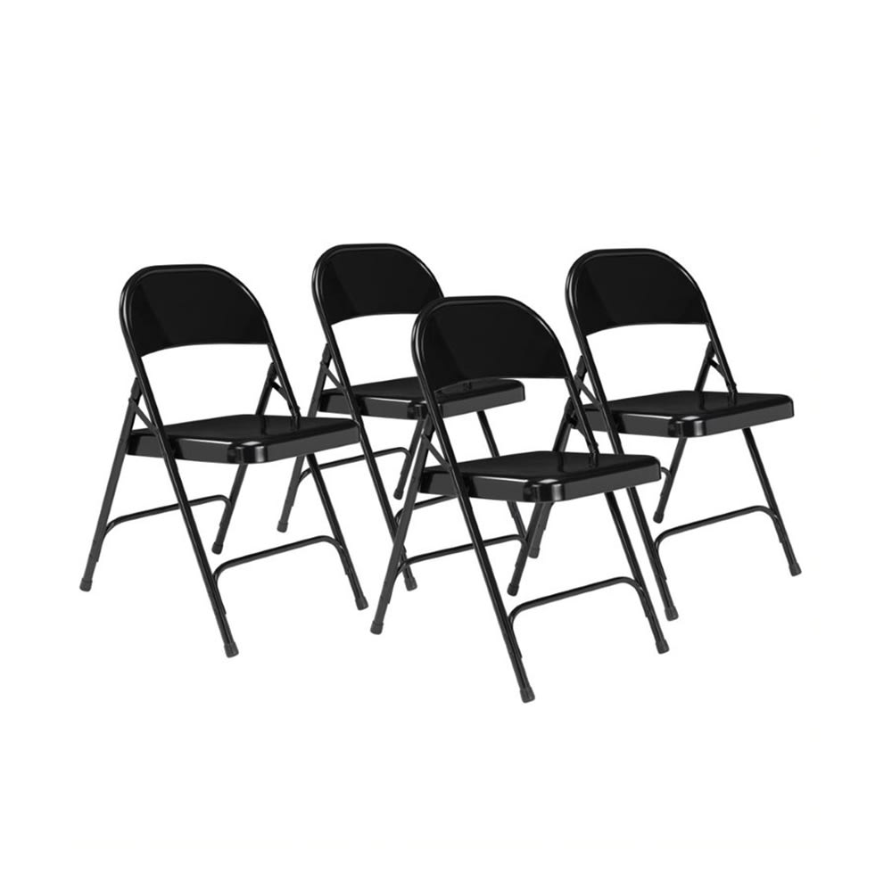 955-510 Folding Chair w/ Black Steel Back & Seat - Steel Frame, Black