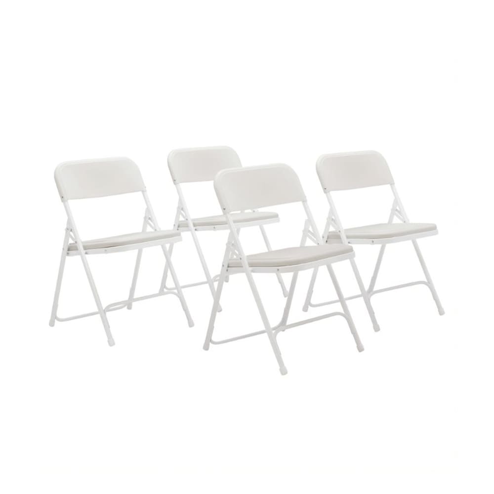 955-821 Folding Chair w/ White Plastic Back & Seat - Steel Frame, White