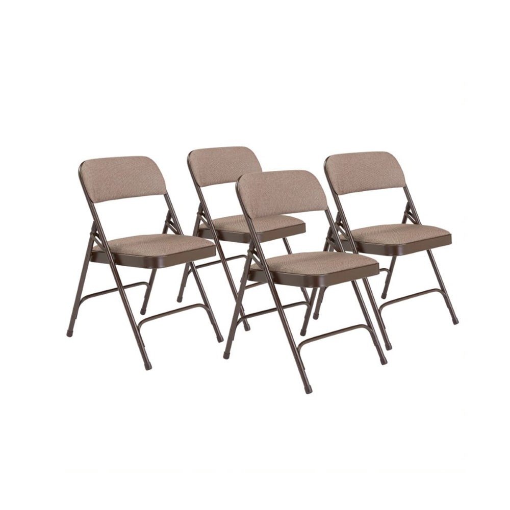 955-2207 Folding Chair w/ Russet Walnut Fabric Back & Seat - Steel Frame, Brown